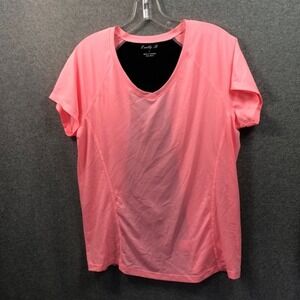 Emily B Women's Activewear Top Size L‎ Pink Black Athletic T-Shirt